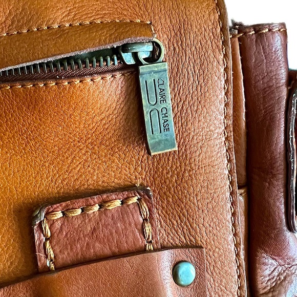 Claire Chase Cognac Brown Leather Small Messenger Bag - Picture 2 of 10